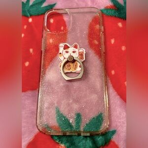 Velvet Caviar Clear Glittery Case iPhone 14 Plus w/ Shinto Kitty Grip
